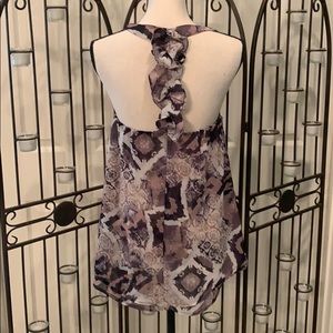 Lined t-back polyester top